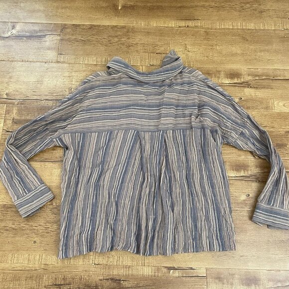Womens Grade & grather button up Pullover top shirt brown size small s striped - Picture 6 of 9